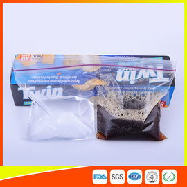 China 2 seções em sacos reusáveis claros de 1 armazenamento do alimento do saco com parte superior do zíper fornecedor
